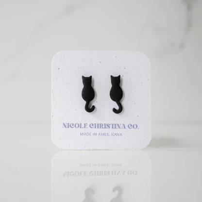 Black Cat Stud Earrings